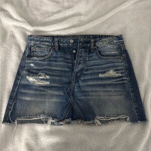 American Eagle Outfitters Blue Distressed Mini Skirt